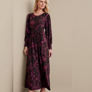 Soft Surroundings Dianthe Maxi Belted Fit & Flare Dress Size Large NWT
